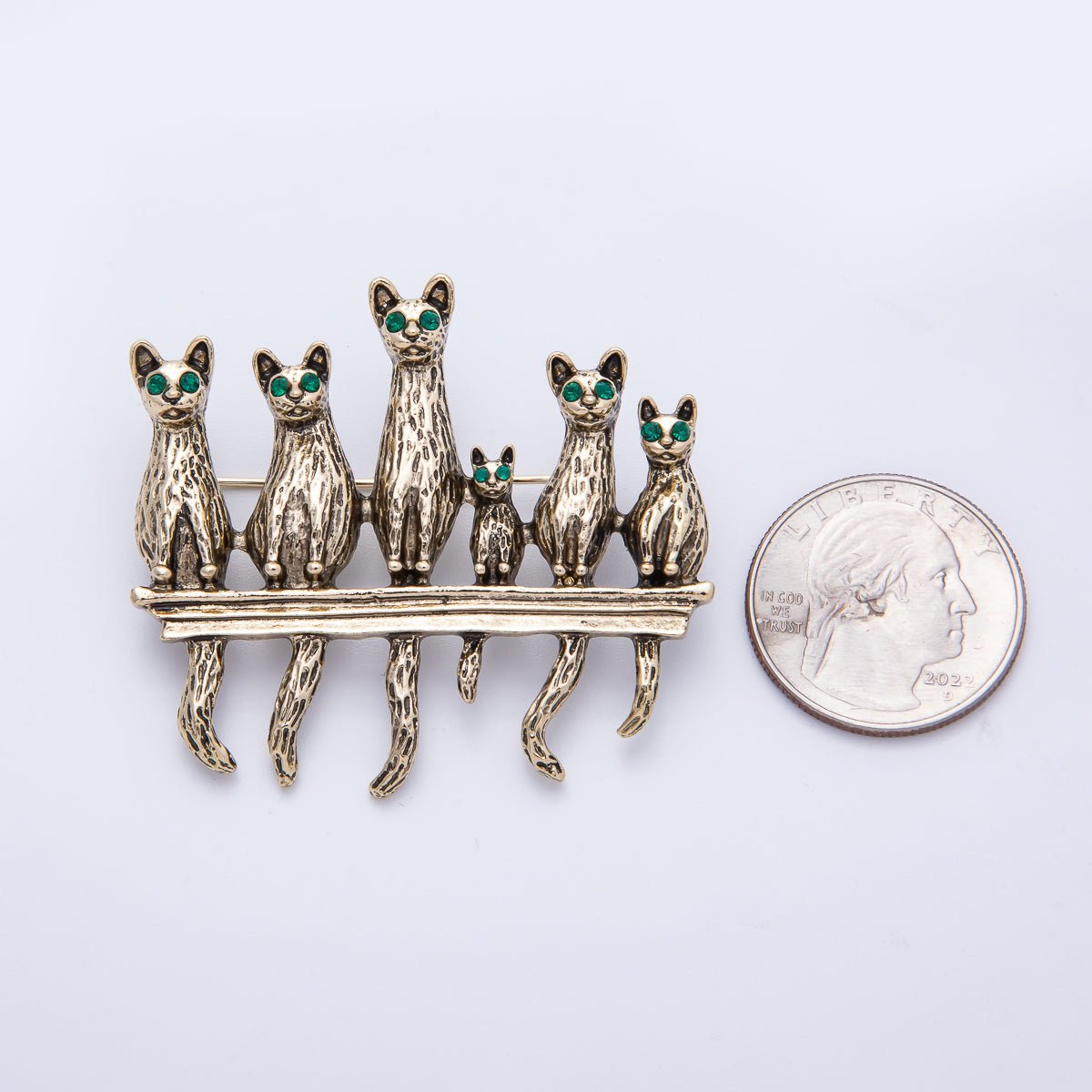 Vintage Gold Cat Kitten Pet Animal Pin Brooch | BH-063