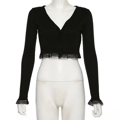 Vintage Gothic Lace Black Cardigan