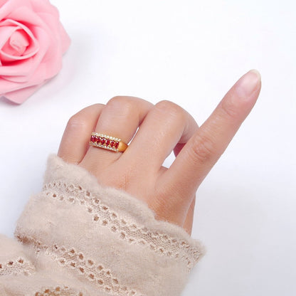 Vintage Red Cz Ring Antique Gold Ring O-2175