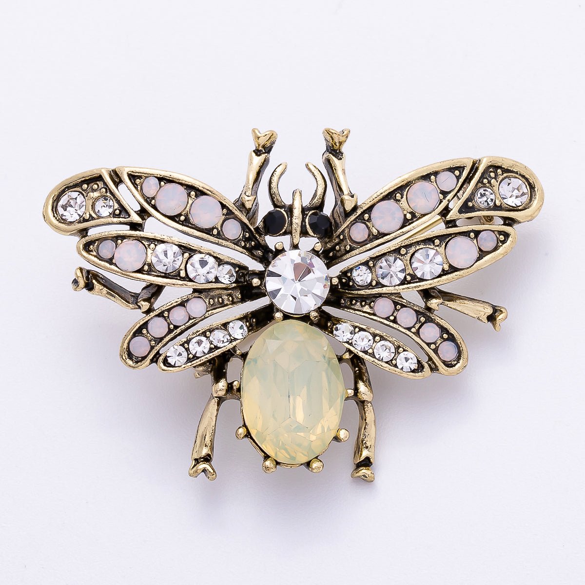 Vintage Silver 47.3mm x 33.5mm CZ Fly Insect Pin Brooch | BH-020