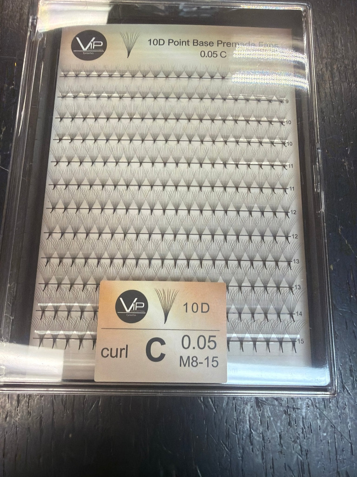 VIP 10D Point Base Premade Fans 0.05 mm C, D, CC &amp; DD Mix | 12-Line Large Trays