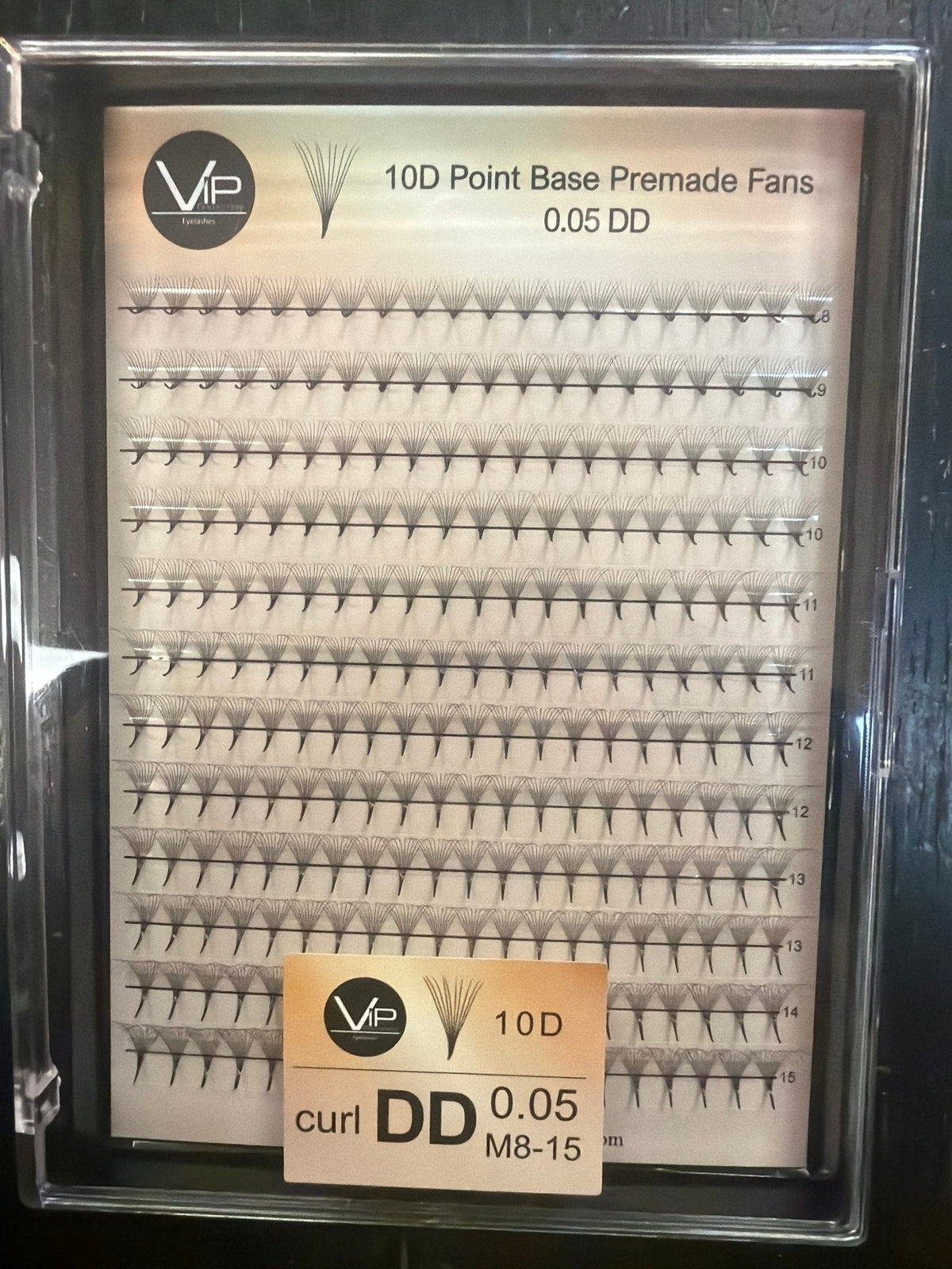VIP 10D Point Base Premade Fans 0.05 mm C, D, CC &amp; DD Mix | 12-Line Large Trays