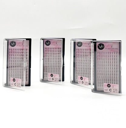 VIP 7D Sandwich Fan Lash Extensions 0.05 mm C Mix / D Mix | 12-Line Regular &amp; Large Trays