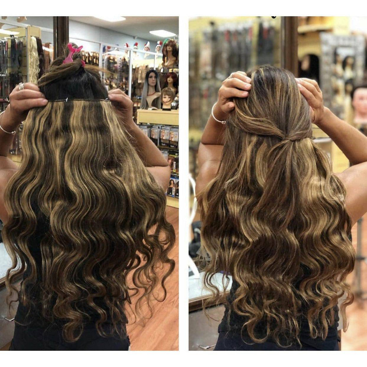 VIP BandX Halo System – 100% Human Hair Extensions, Body Wave 24" with Clip