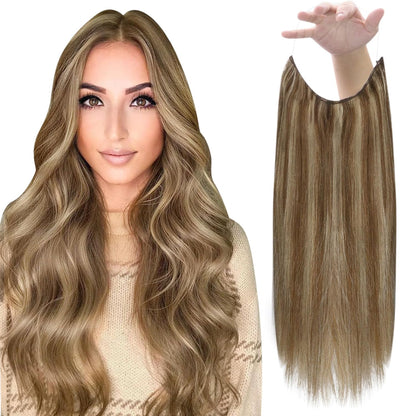 VIP BandX Halo System – 100% Human Hair Extensions, Silky Straight 24" with Clip