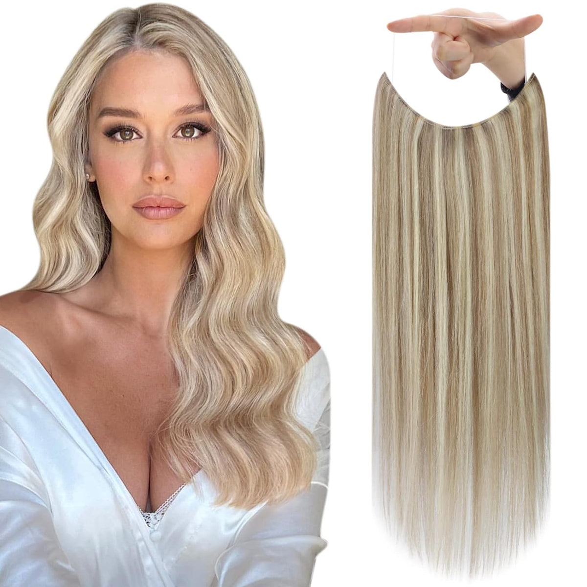 VIP BandX Halo System – 100% Human Hair Extensions, Silky Straight 24" with Clip