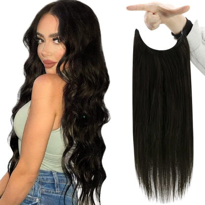 VIP BandX Halo System – 100% Human Hair Extensions, Silky Straight 24" with Clip