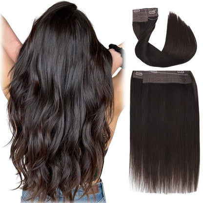 VIP BandX Halo System – 100% Human Hair Extensions, Silky Straight 24" with Clip