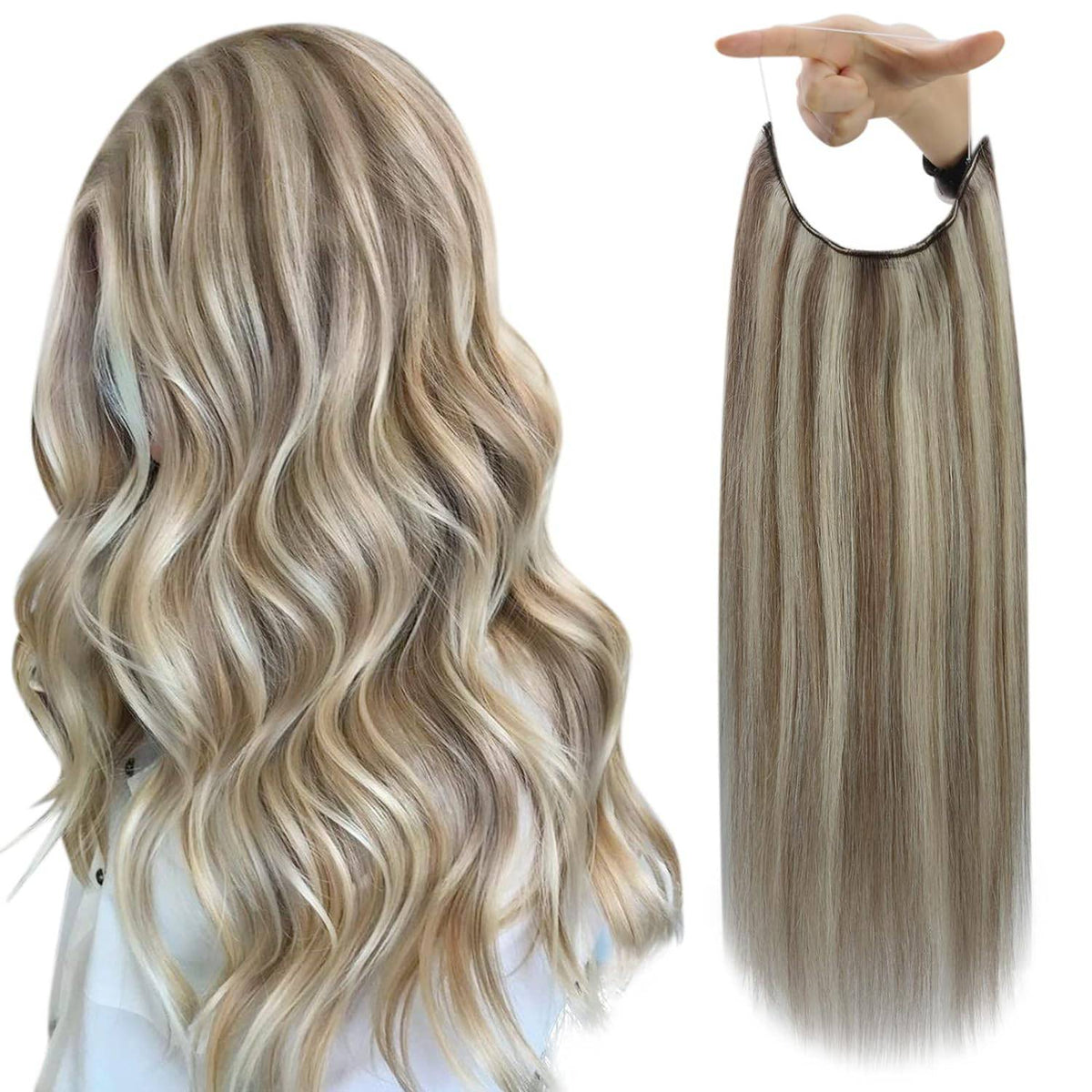 VIP BandX Halo System – 100% Human Hair Extensions, Silky Straight 24" with Clip
