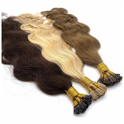 VIP I-Tip System – Keratin Human Hair Extensions, Wavy 18" (70g)