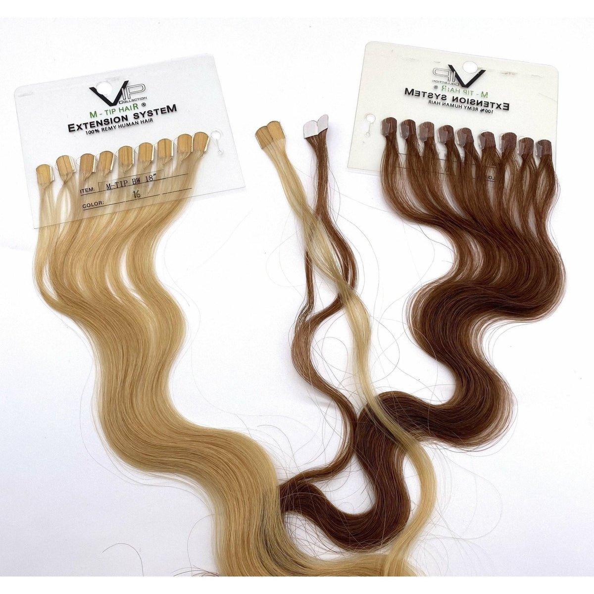 VIP M-Tip System – Tape-In Human Hair Extensions (Single Strands), Wavy 18"