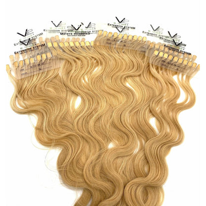 VIP M-Tip System – Tape-In Human Hair Extensions (Single Strands), Wavy 18"