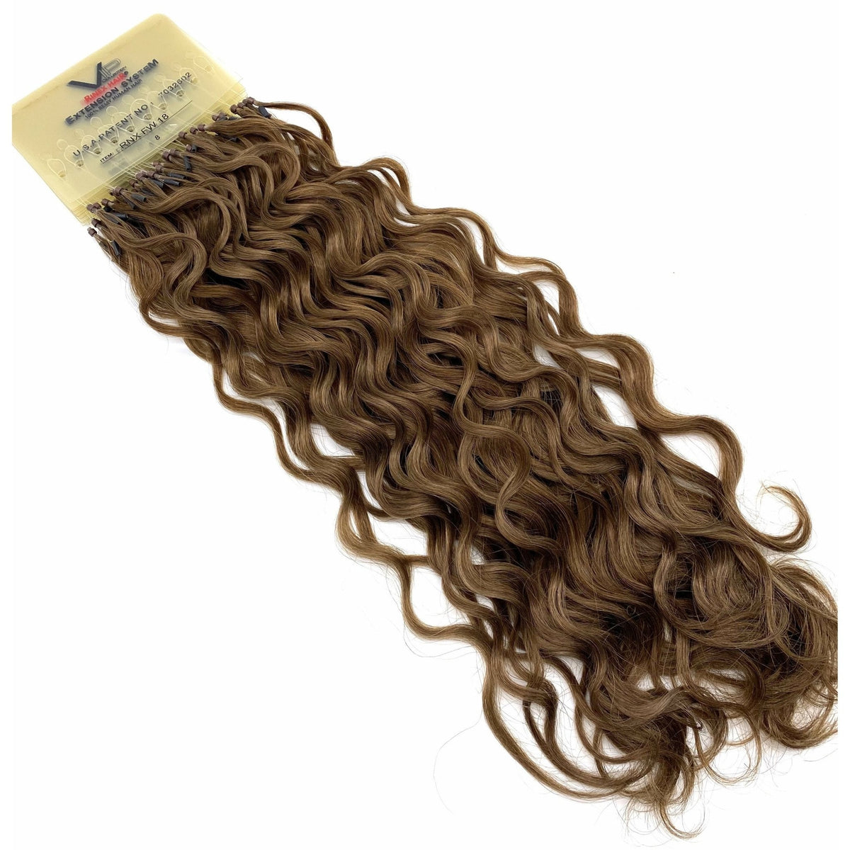 VIP RineX System – Cylinder Loop Human Hair Extensions, Curly 18" (100 Strands)