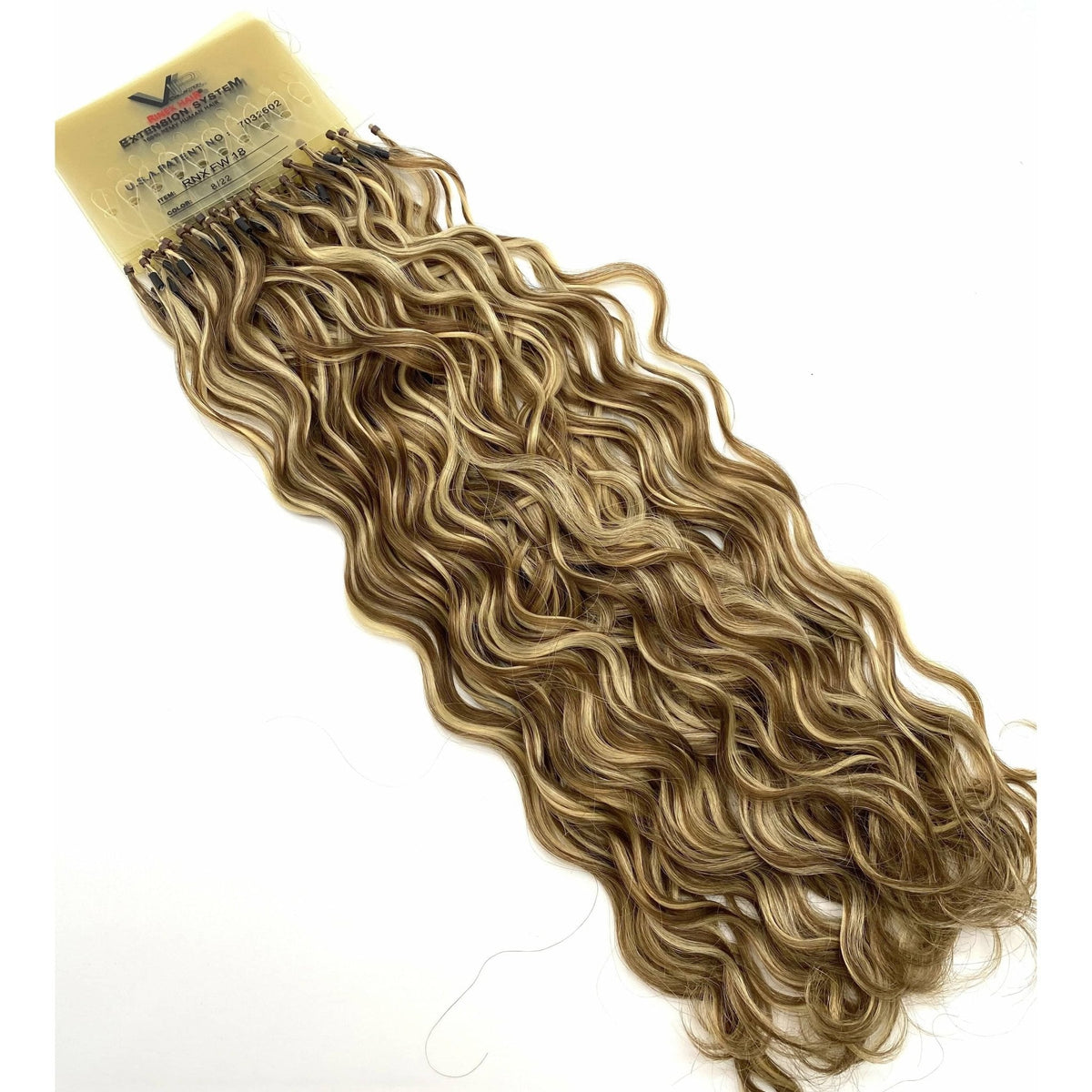 VIP RineX System – Cylinder Loop Human Hair Extensions, Curly 18" (100 Strands)