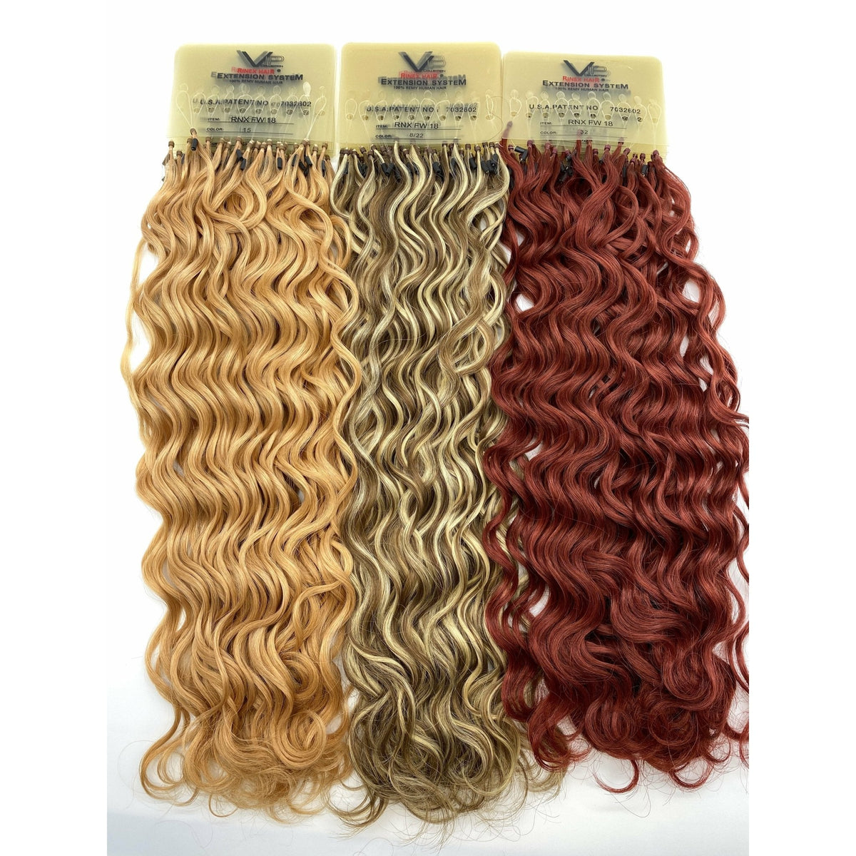 VIP RineX System – Cylinder Loop Human Hair Extensions, Curly 18" (100 Strands)