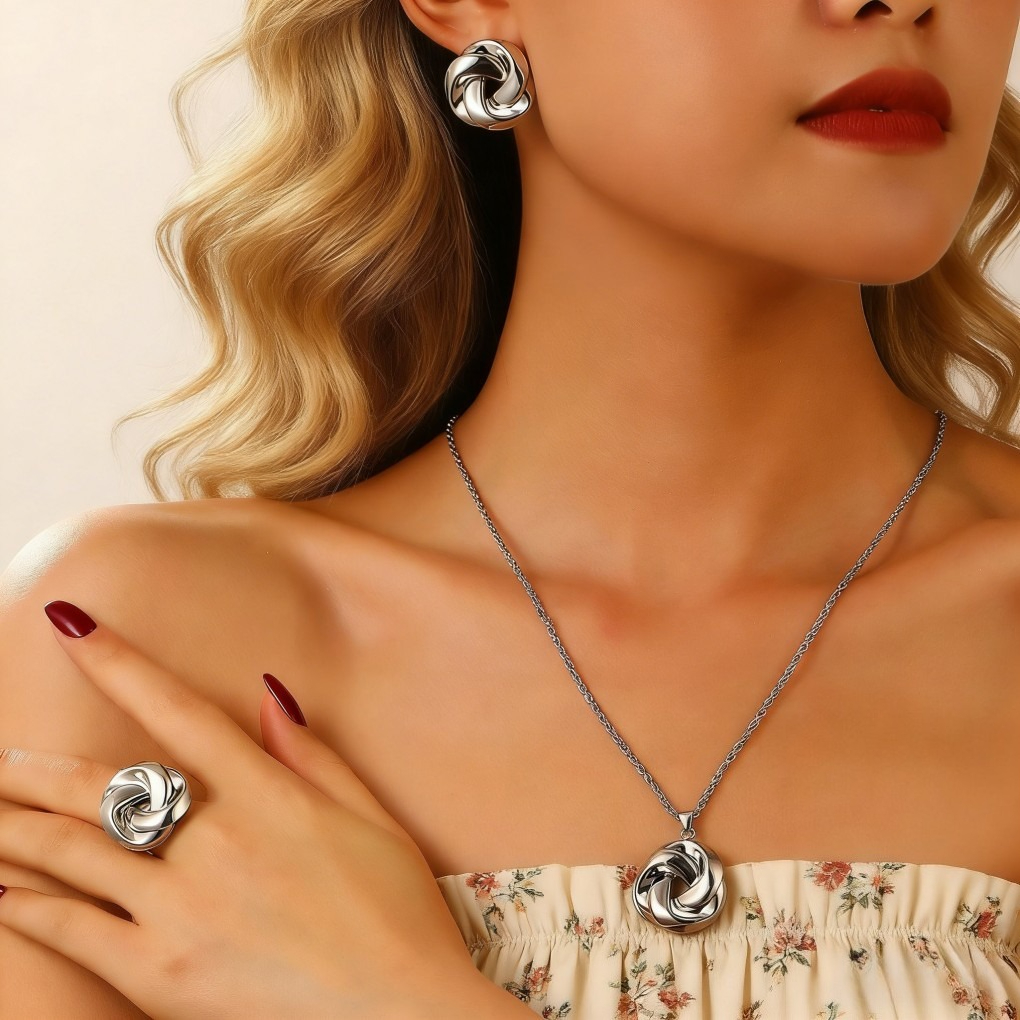 Twist Necklace, Earrings &amp; Ring Set