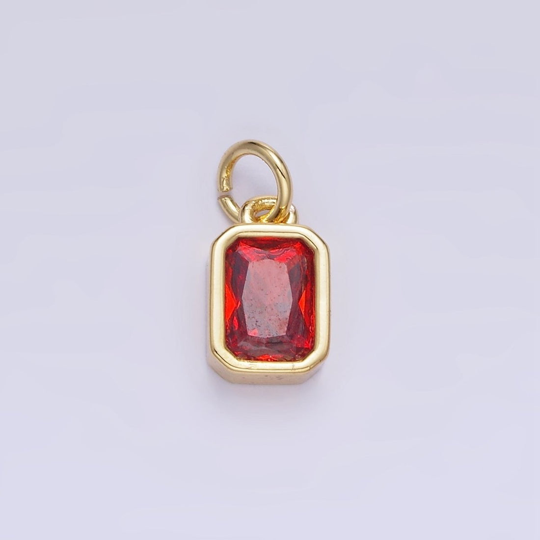 W14K Gold Filled Baguette Birthstone CZ Bezel Charm in Gold &amp; Silver | W745 - W750