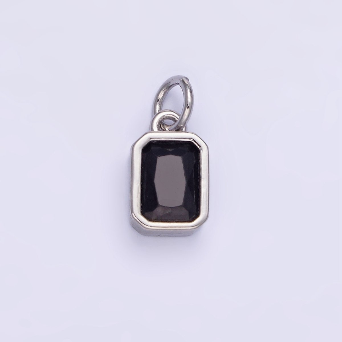 W14K Gold Filled Baguette Birthstone CZ Bezel Charm in Gold &amp; Silver | W745 - W750