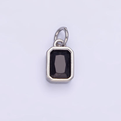 W14K Gold Filled Baguette Birthstone CZ Bezel Charm in Gold &amp; Silver | W745 - W750