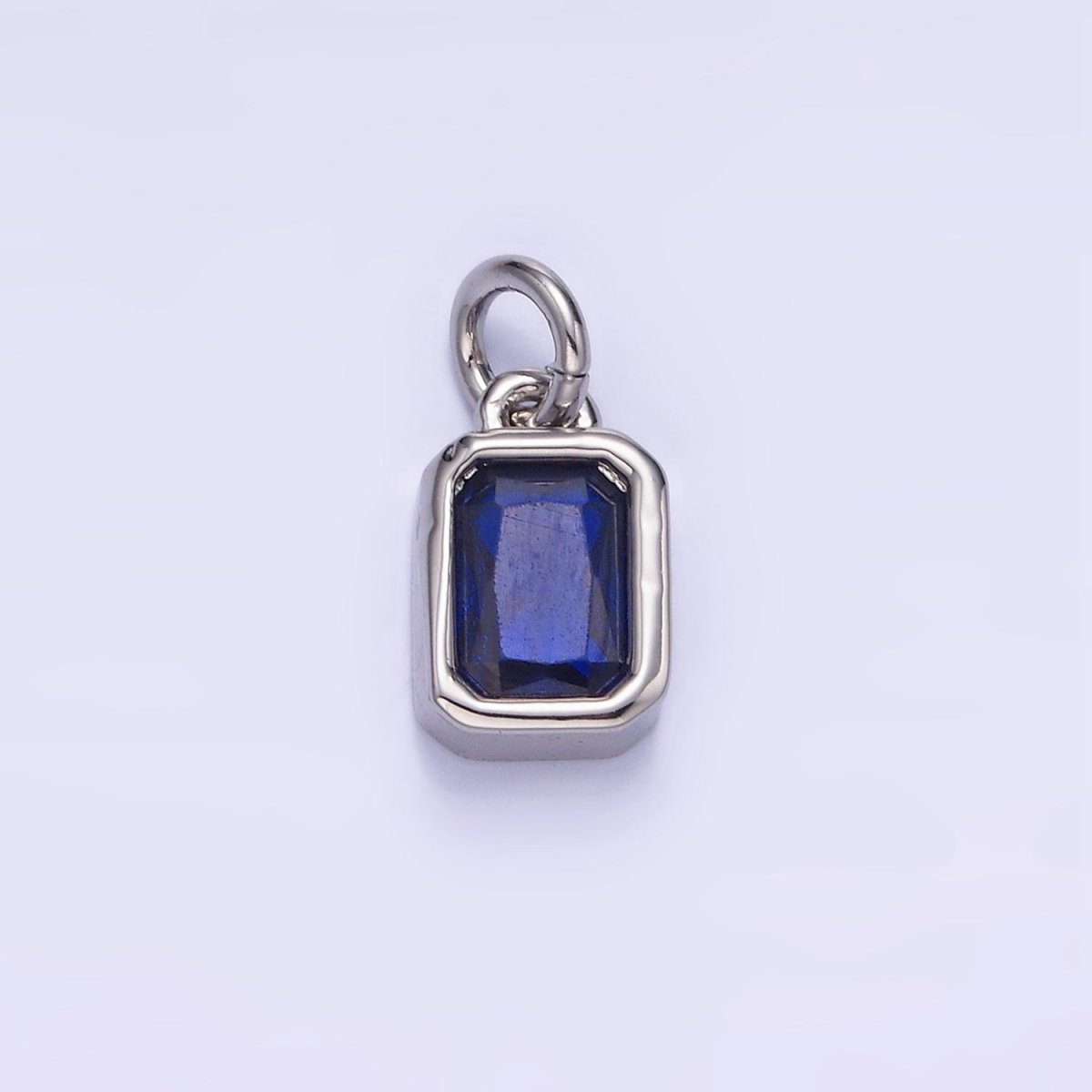W14K Gold Filled Baguette Birthstone CZ Bezel Charm in Gold &amp; Silver | W745 - W750