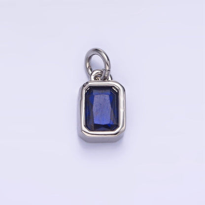 W14K Gold Filled Baguette Birthstone CZ Bezel Charm in Gold &amp; Silver | W745 - W750