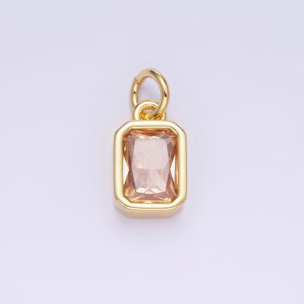 W14K Gold Filled Baguette Birthstone CZ Bezel Charm in Gold &amp; Silver | W745 - W750