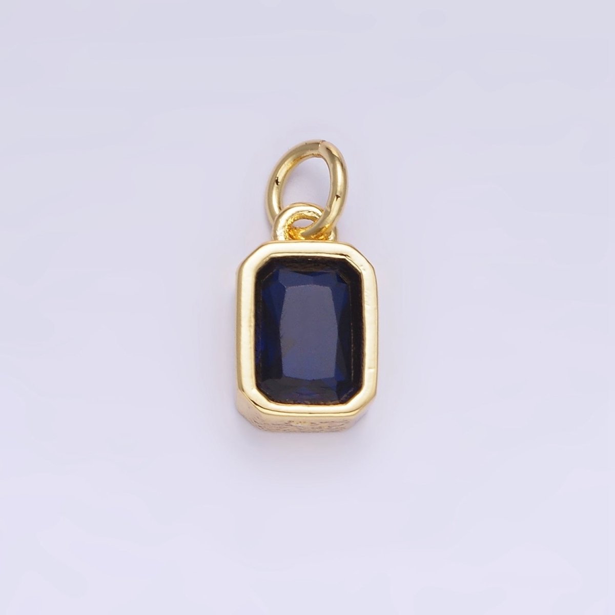 W14K Gold Filled Baguette Birthstone CZ Bezel Charm in Gold &amp; Silver | W745 - W750