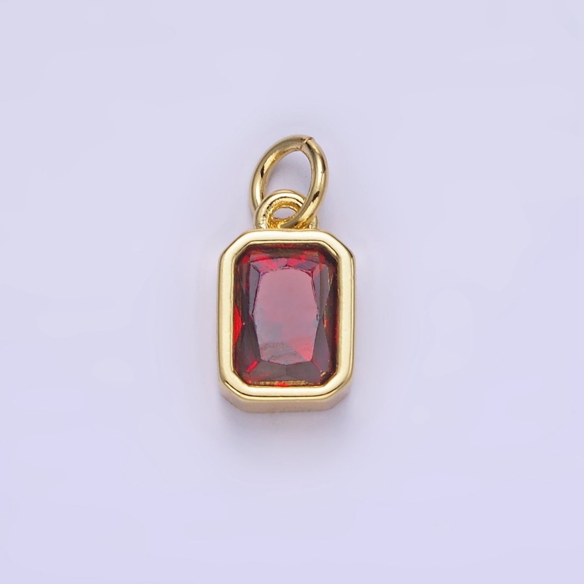 W14K Gold Filled Baguette Birthstone CZ Bezel Charm in Gold &amp; Silver | W745 - W750