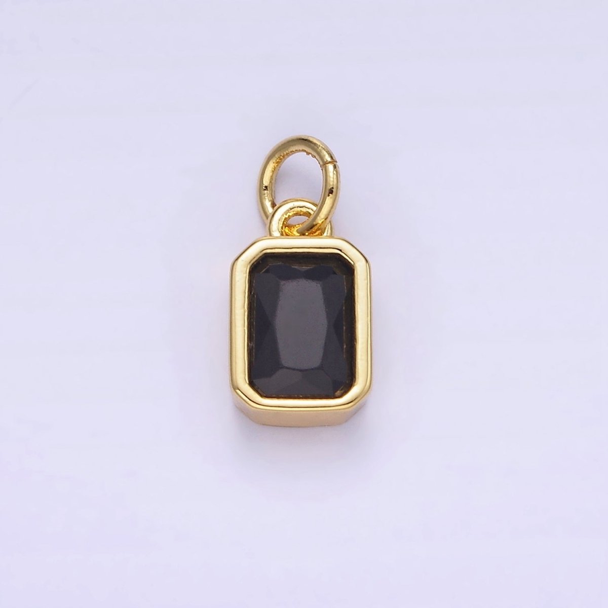 W14K Gold Filled Baguette Birthstone CZ Bezel Charm in Gold &amp; Silver | W745 - W750