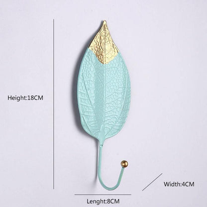 Wall Coat Rack Clothes Hanger Home Decoration Accessories Wall Hooks for Hanging Clothes Blue Leaves/Golden Leaves Home Storage Decorative Leaves Iron Hooks Tropic Plant Wall Mounted Single Clothes Hangers Decorative Hanger Hanging Hooks