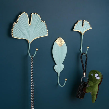Wall Coat Rack Clothes Hanger Home Decoration Accessories Wall Hooks for Hanging Clothes Blue Leaves/Golden Leaves Home Storage Decorative Leaves Iron Hooks Tropic Plant Wall Mounted Single Clothes Hangers Decorative Hanger Hanging Hooks