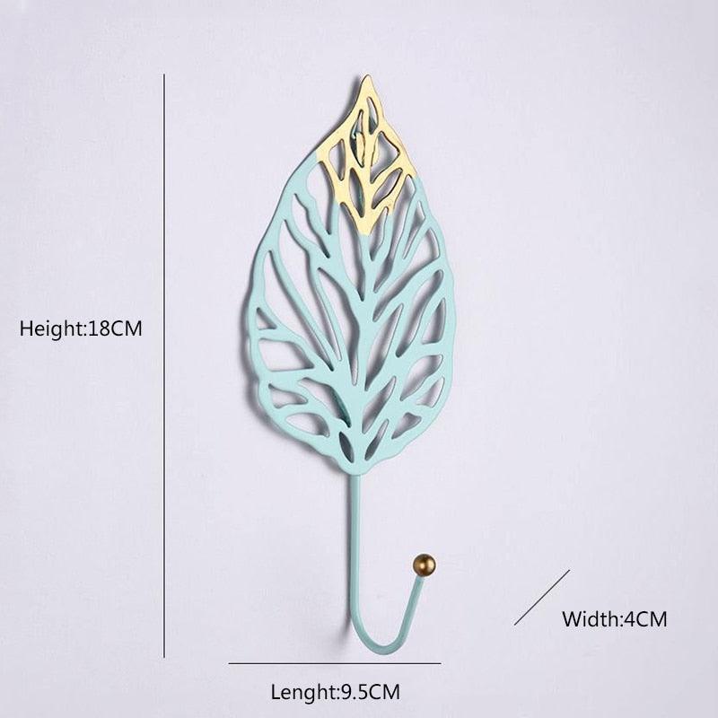 Wall Coat Rack Clothes Hanger Home Decoration Accessories Wall Hooks for Hanging Clothes Blue Leaves/Golden Leaves Home Storage Decorative Leaves Iron Hooks Tropic Plant Wall Mounted Single Clothes Hangers Decorative Hanger Hanging Hooks