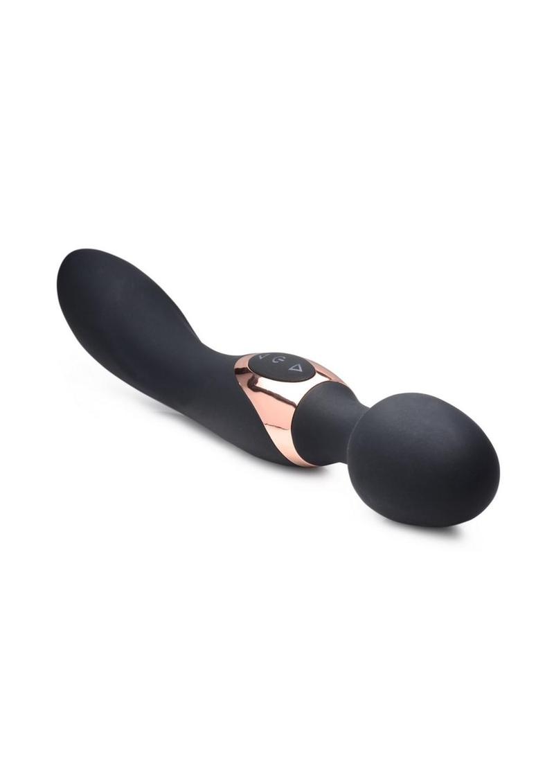 10X Dual Duchess Black 2-in-1 Silicone Vibrating Wand Massager