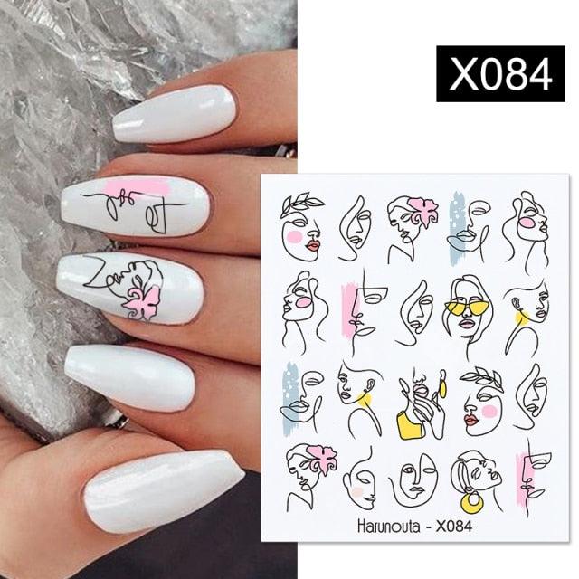 Water Nail Stickers Women Face Sketch Abstract Butterfly Image Sexy Girl Nail Art Decor Sliders Manicures For Nails Decoration Decal Self-Adhesive 3D Wave Design Decoration for Women Girls Tape Nail Art Stickers Decal Decoration