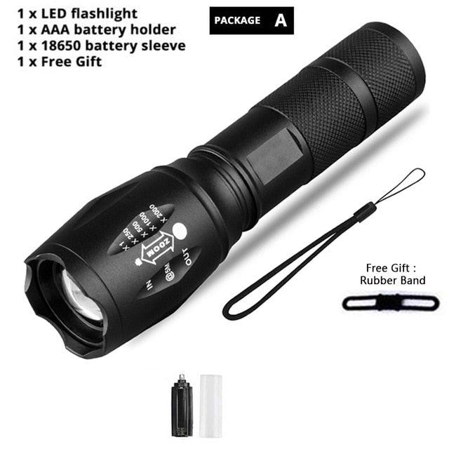 Waterproof Z45 Led Flashlight Ultra Bright Waterproof MINI Torch T6/L2/V6 zoomable 5 Modes 18650 rechargeable Battery for camping tactica Led Mini Water-Resistant Torch Light For Indoor &amp; Outdoor Camping Hiking Accessories Gear