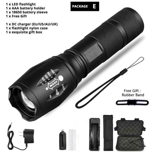 Waterproof Z45 Led Flashlight Ultra Bright Waterproof MINI Torch T6/L2/V6 zoomable 5 Modes 18650 rechargeable Battery for camping tactica Led Mini Water-Resistant Torch Light For Indoor &amp; Outdoor Camping Hiking Accessories Gear