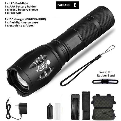 Waterproof Z45 Led Flashlight Ultra Bright Waterproof MINI Torch T6/L2/V6 zoomable 5 Modes 18650 rechargeable Battery for camping tactica Led Mini Water-Resistant Torch Light For Indoor &amp; Outdoor Camping Hiking Accessories Gear