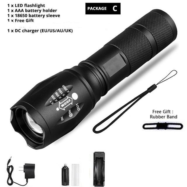 Waterproof Z45 Led Flashlight Ultra Bright Waterproof MINI Torch T6/L2/V6 zoomable 5 Modes 18650 rechargeable Battery for camping tactica Led Mini Water-Resistant Torch Light For Indoor &amp; Outdoor Camping Hiking Accessories Gear