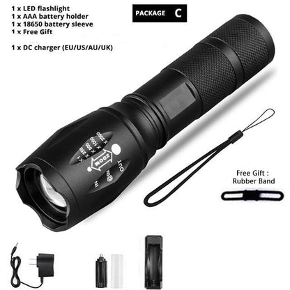 Waterproof Z45 Led Flashlight Ultra Bright Waterproof MINI Torch T6/L2/V6 zoomable 5 Modes 18650 rechargeable Battery for camping tactica Led Mini Water-Resistant Torch Light For Indoor &amp; Outdoor Camping Hiking Accessories Gear