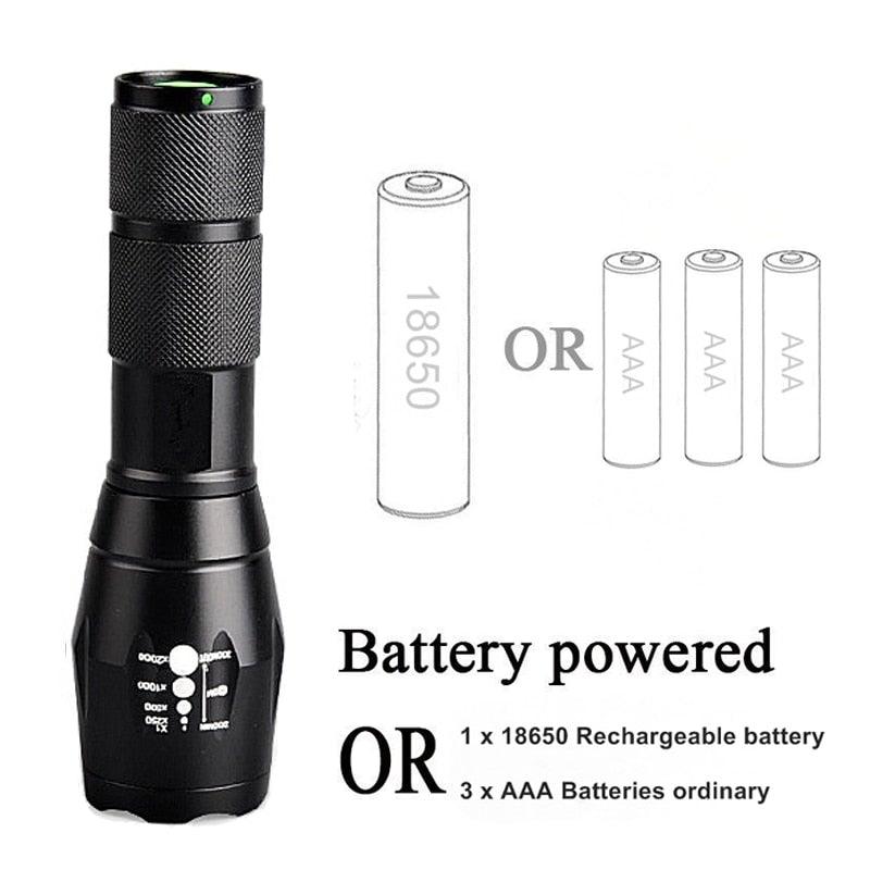 Waterproof Z45 Led Flashlight Ultra Bright Waterproof MINI Torch T6/L2/V6 zoomable 5 Modes 18650 rechargeable Battery for camping tactica Led Mini Water-Resistant Torch Light For Indoor &amp; Outdoor Camping Hiking Accessories Gear