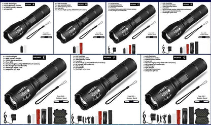 Waterproof Z45 Led Flashlight Ultra Bright Waterproof MINI Torch T6/L2/V6 zoomable 5 Modes 18650 rechargeable Battery for camping tactica Led Mini Water-Resistant Torch Light For Indoor &amp; Outdoor Camping Hiking Accessories Gear