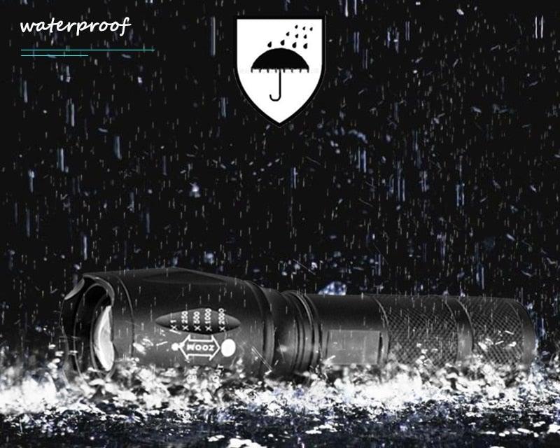 Waterproof Z45 Led Flashlight Ultra Bright Waterproof MINI Torch T6/L2/V6 zoomable 5 Modes 18650 rechargeable Battery for camping tactica Led Mini Water-Resistant Torch Light For Indoor &amp; Outdoor Camping Hiking Accessories Gear