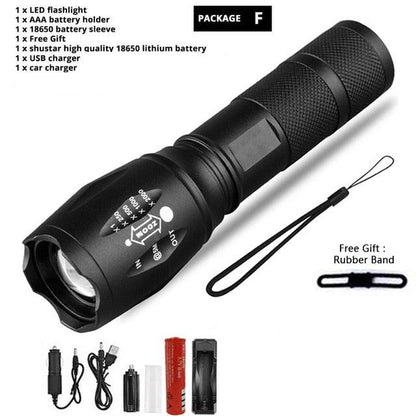 Waterproof Z45 Led Flashlight Ultra Bright Waterproof MINI Torch T6/L2/V6 zoomable 5 Modes 18650 rechargeable Battery for camping tactica Led Mini Water-Resistant Torch Light For Indoor &amp; Outdoor Camping Hiking Accessories Gear
