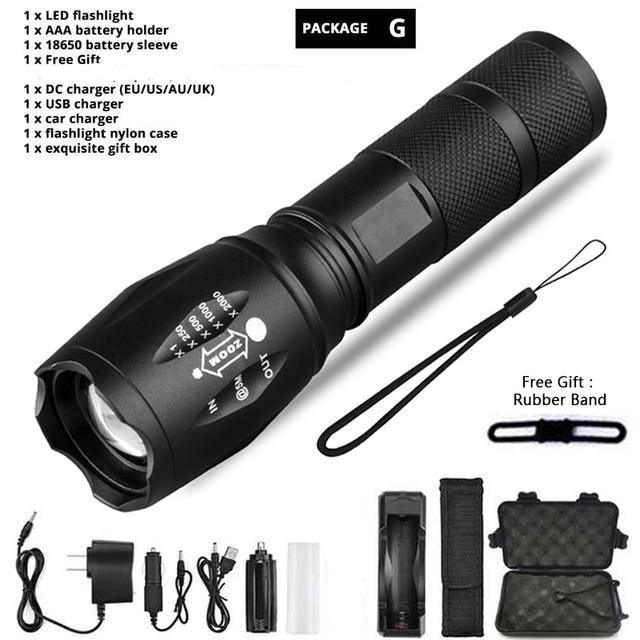 Waterproof Z45 Led Flashlight Ultra Bright Waterproof MINI Torch T6/L2/V6 zoomable 5 Modes 18650 rechargeable Battery for camping tactica Led Mini Water-Resistant Torch Light For Indoor &amp; Outdoor Camping Hiking Accessories Gear