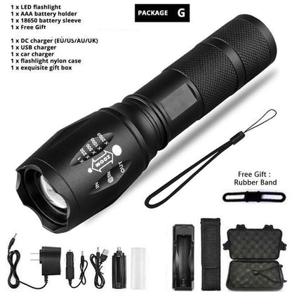 Waterproof Z45 Led Flashlight Ultra Bright Waterproof MINI Torch T6/L2/V6 zoomable 5 Modes 18650 rechargeable Battery for camping tactica Led Mini Water-Resistant Torch Light For Indoor &amp; Outdoor Camping Hiking Accessories Gear