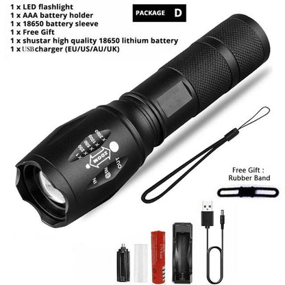 Waterproof Z45 Led Flashlight Ultra Bright Waterproof MINI Torch T6/L2/V6 zoomable 5 Modes 18650 rechargeable Battery for camping tactica Led Mini Water-Resistant Torch Light For Indoor &amp; Outdoor Camping Hiking Accessories Gear