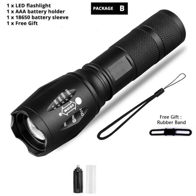 Waterproof Z45 Led Flashlight Ultra Bright Waterproof MINI Torch T6/L2/V6 zoomable 5 Modes 18650 rechargeable Battery for camping tactica Led Mini Water-Resistant Torch Light For Indoor &amp; Outdoor Camping Hiking Accessories Gear