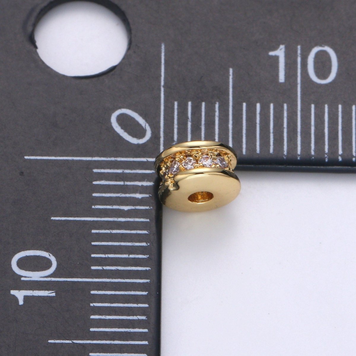 Wheel Spacer Beads CZ Micro Pave Round Rondelle Beads 14K Gold Filled Bead Spacer for Bracelet B-682