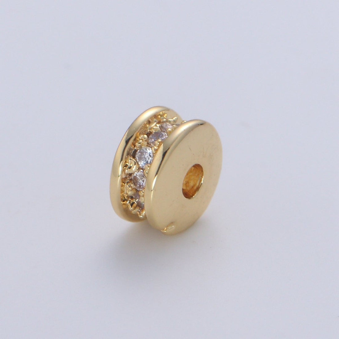 Wheel Spacer Beads CZ Micro Pave Round Rondelle Beads 14K Gold Filled Bead Spacer for Bracelet B-682