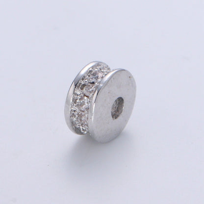 Wheel Spacer Beads CZ Micro Pave Round Rondelle Beads 14K Gold Filled Bead Spacer for Bracelet B-682